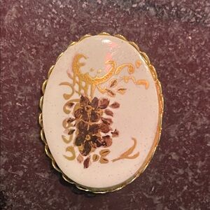 Vintage Floral Brooch with Gold Accents